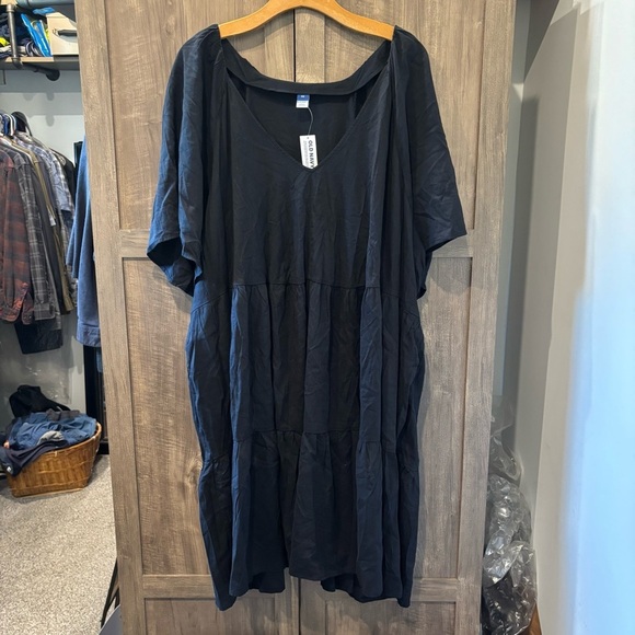 Old Navy 4X Swing Dress Black Flutter Sleeve - Picture 2 of 11